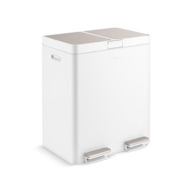 KOHLER K-23828-WST 82-Liter Stainless Steel Dual-bin Step Trash can, White Stainless