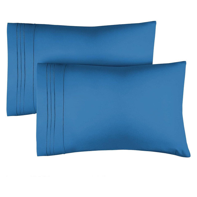 CGK Linens Ultra Soft Solid Pillowcases Set of 2 - Breathable & Comfortable Pillow Covers in Royal Blue, Size Queen