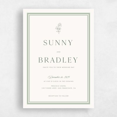 Laurel Green Wedding Invitation - Fable Classic