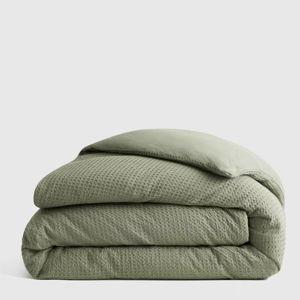 Organic Luxe Honeycomb Duvet Cover in Olive