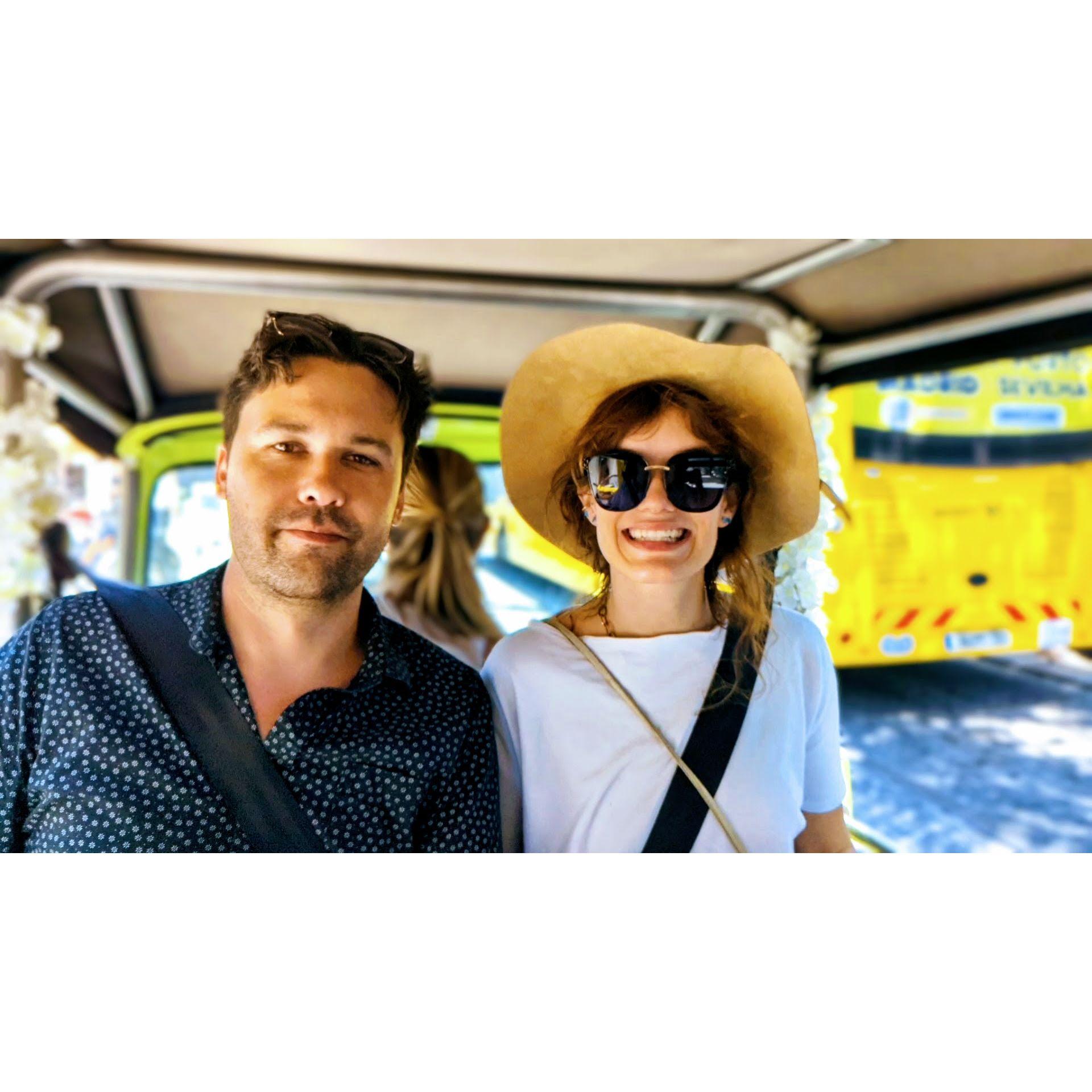 in a street cab, portugal tourists, 2022