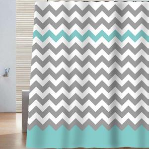 Sunlit Design Chevron Shower Curtain, 72 x 72-Inch, Gray/Aruba