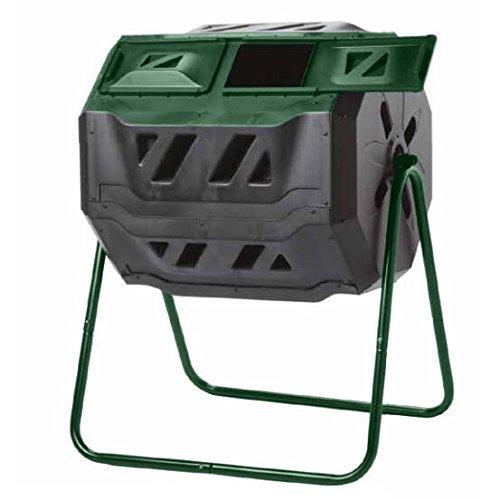 Exaco Trading Company Exaco Mr.Spin Compost Tumbler - 160 Liters / 43 Gallon, Dual Chamber Composter On Two-Leg Stand