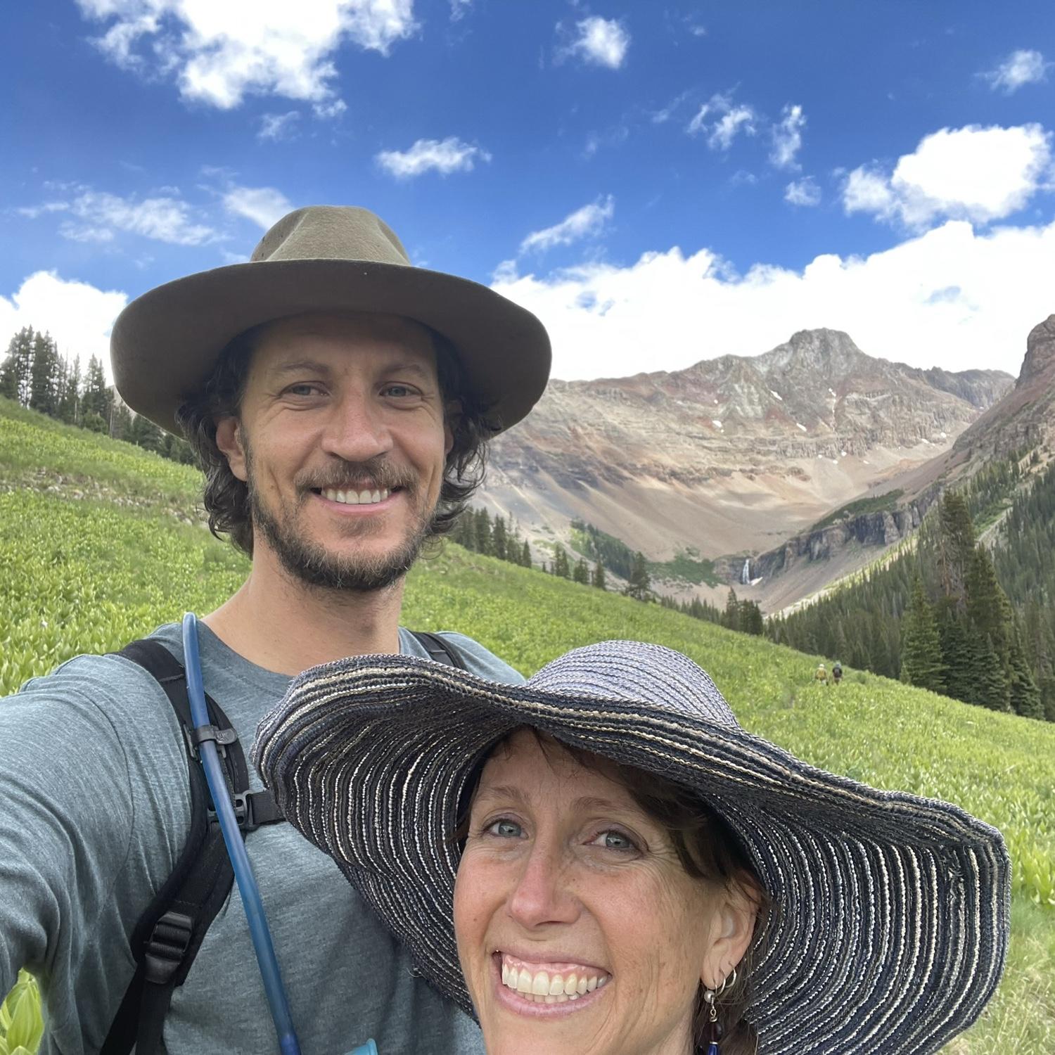 Pregnant hiking in Rico, CO