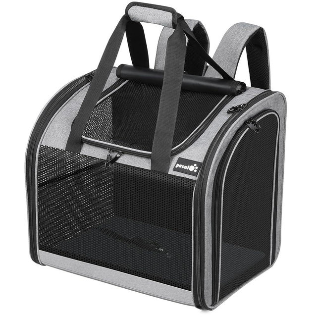 Pecute Cat Backpack with Widened Interior Space, Upgraded Dog Backpack Carrier with Various Ways to Carry, Pet Backpack with Breathable Mesh, Pet Travel Carrier with Soft Padded, Reinforced Support