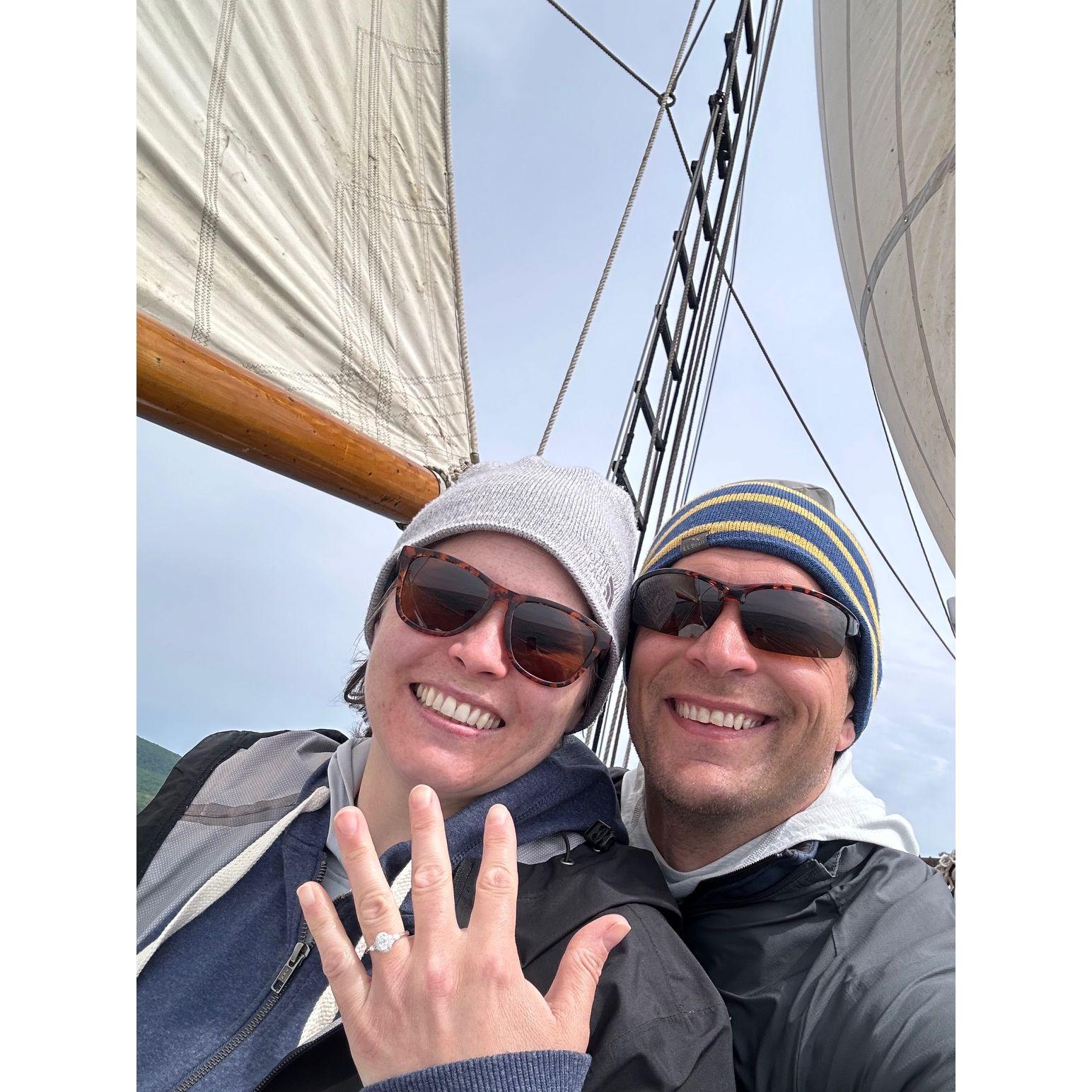 6-17-24 We got engaged on the Lewis R. French Schooner while sailing in the Penobscot Bay!