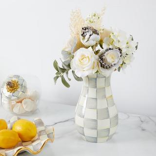 Sterling Check Enamel Tall Vase