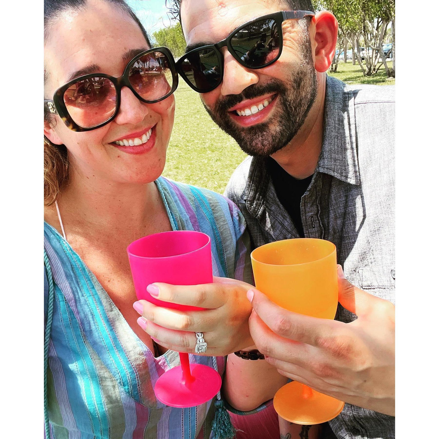 Our first cheers together as an engaged couple!