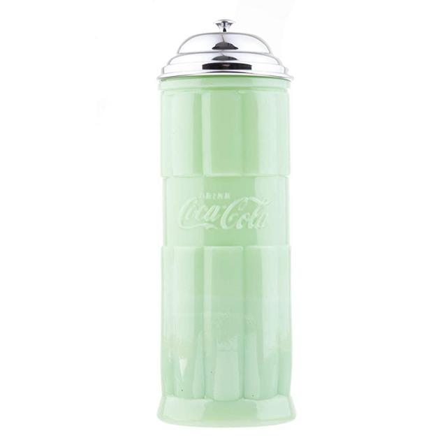 Tablecraft Coca-Cola Jadeite Straw Jar 4 x 4 x 11.25", Green, Model: 400400