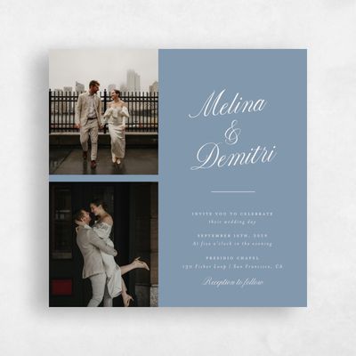Storm Blue Wedding Invitation - Mabel Square