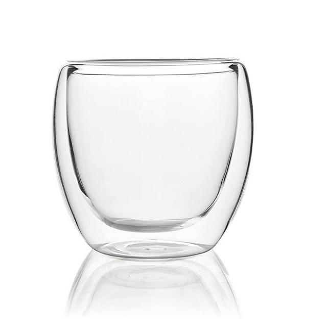 Double Wall Glass Coffee Mugs without Handle, 2.5 oz /8.5 oz /11.8oz Tea Cups, Clear Glass Drinkware for Espresso，Cappuccino, Latte，Hot Beverages (2.5 OZ)