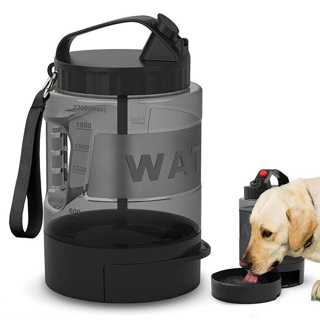 77oz Dog Travel Water Bottle with Pull-Out Drinking Bowl, Portable Dog Water Bowl Dispenser Suitable for Large, Medium, and Small Dogs When Going Out for Camping, Travel, Dog Park Play