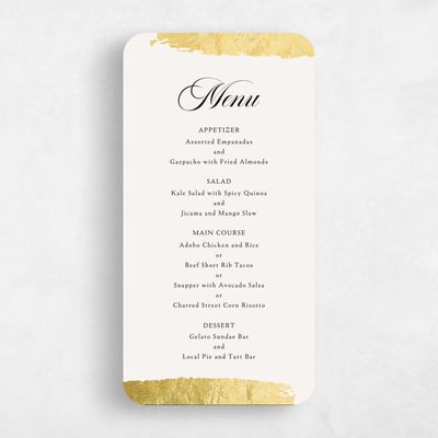 Beige Rounded Wedding Menu - Casey Foil