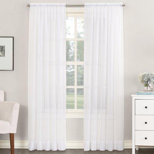 Emily Solid Sheer Rod Pocket Single Curtain Panel