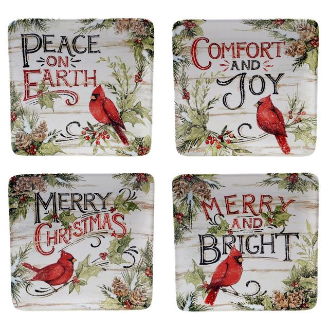 Certified international Evergreen Christmas Dessert Plates (Set of 4)