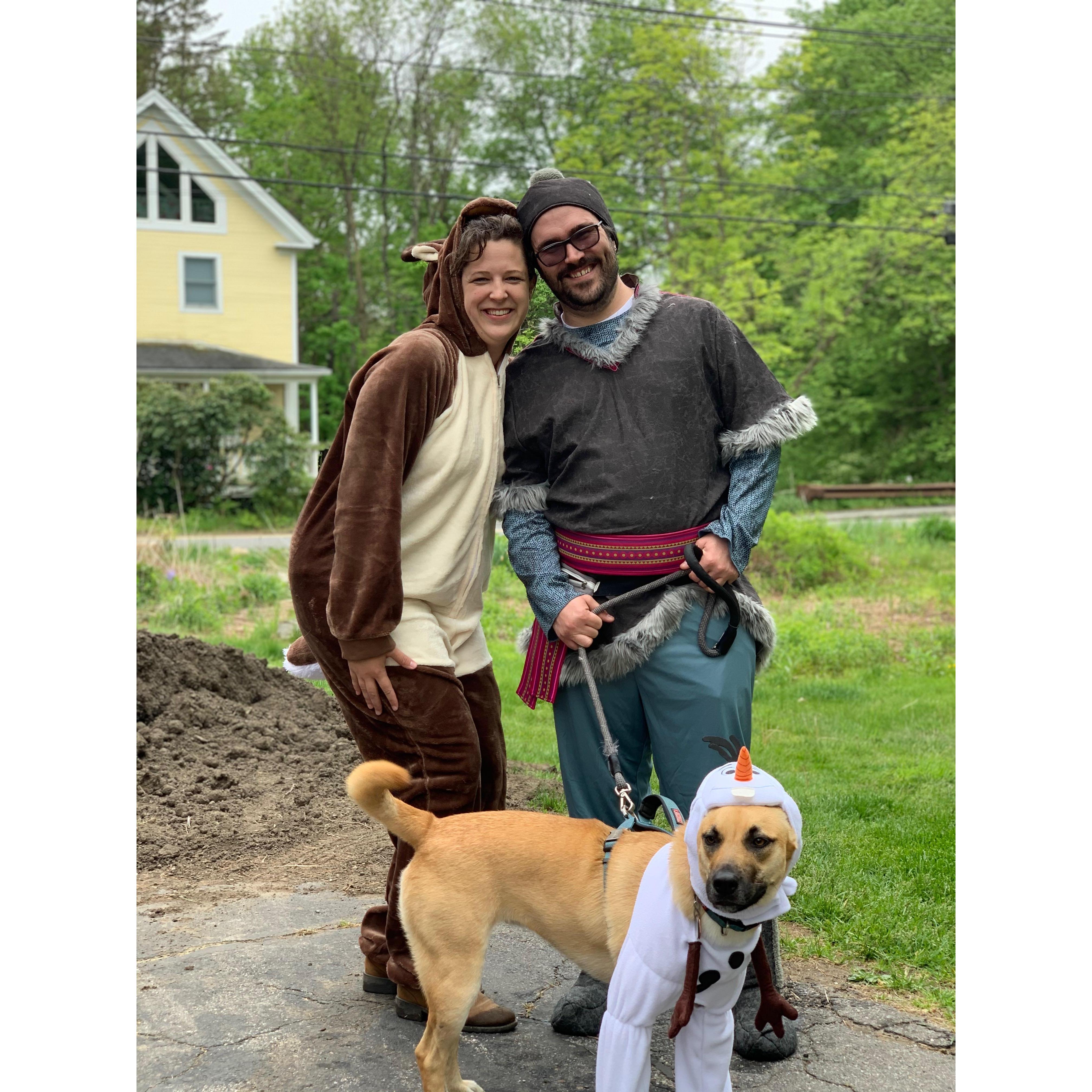 When we dressed up as Frozen characters, hired professional Elsa and Anna impersonators, and put on a Covid-safe driveway performance for our nieces Hadleigh and Miller, during lockdown in May 2020.