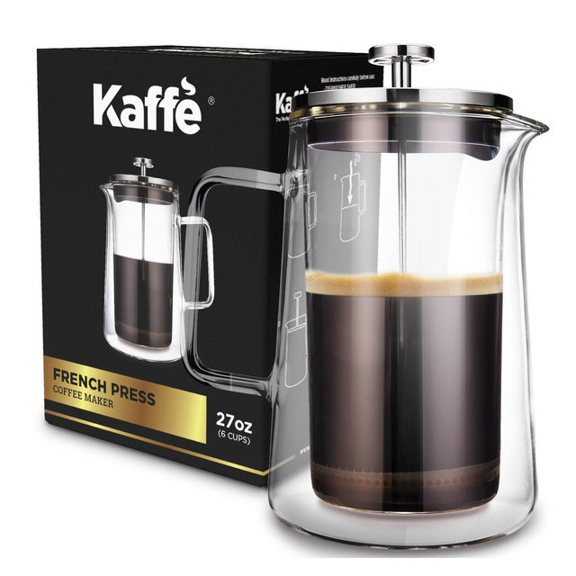 French Press Coffee/Tea Maker - Double-Wall Borosilicate Glass