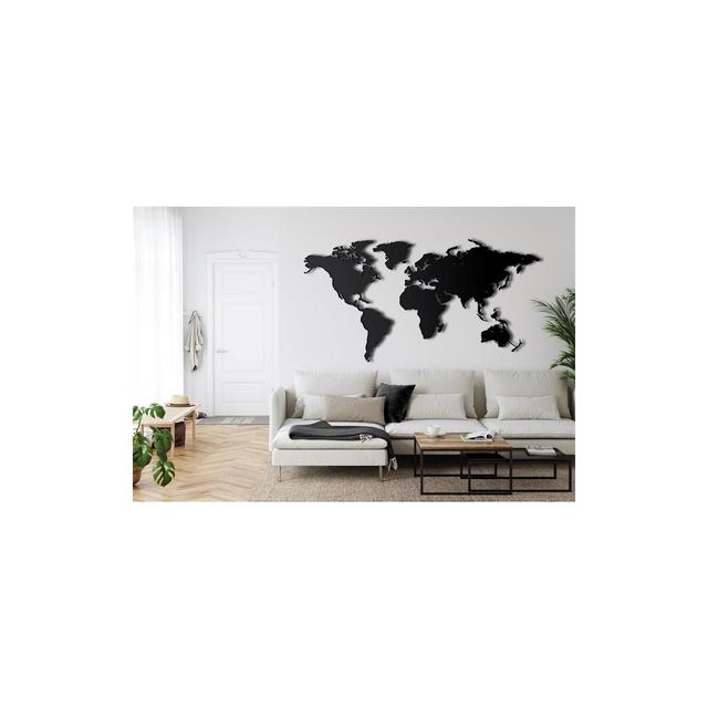 Sussexhome World Map 4 Pieces Metal Wall Decor for Home and Outside - Wall-Mounted Geometric Wall Art Decor - [40 x 21 inches]
