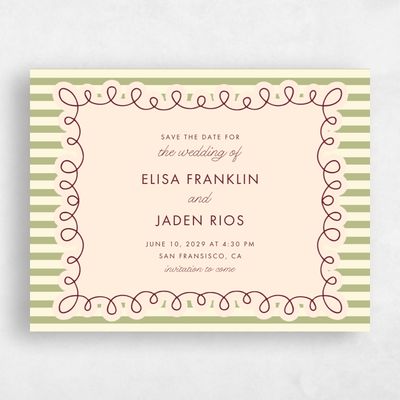 Green Whimsical Wedding Save the Date - Imogen Landscape
