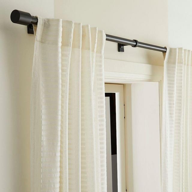 Linen/Cotton Ladder Sheer Curtain, White, 48x108