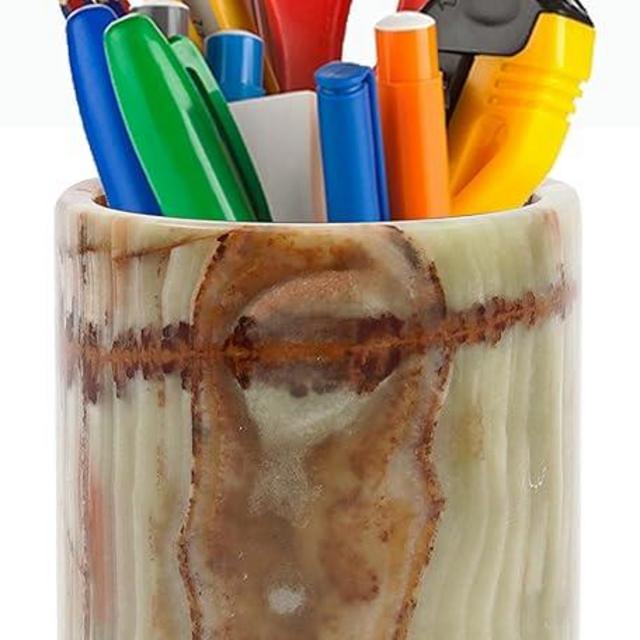 Radicaln Marble Desk Organizer Green Onyx 4"x3" Inch Handmade Pencil holder Art Supplies - Pen Holder & Office Desk Accessories- Teacher Supplies & Office Supplies