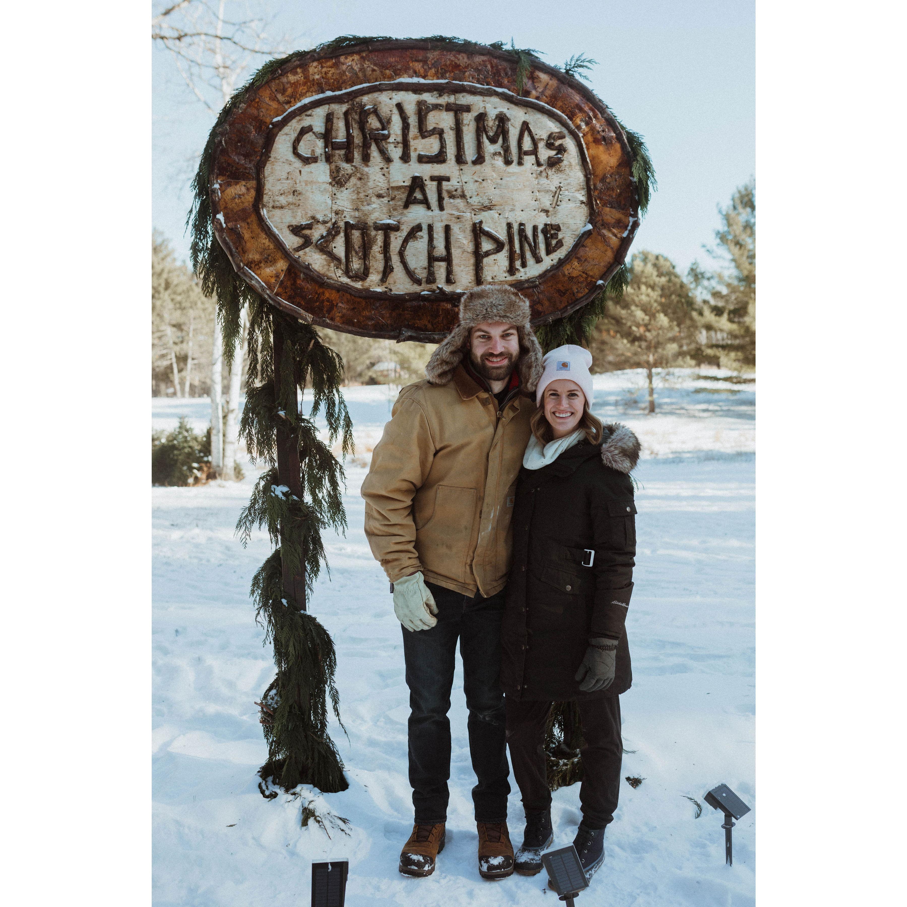 We went to Scotch Pine to pick out our first Christmas tree as an engaged couple!