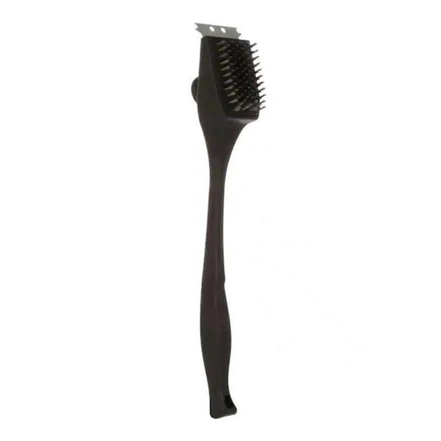 Nexgrill 19 in. Grill Brush with Scraper, Stainless Steel Bristles, Hanging Loop, Removes Char and Residue, Perfect Accessory for Outdoor Grills & Griddles, Black, 530-0024