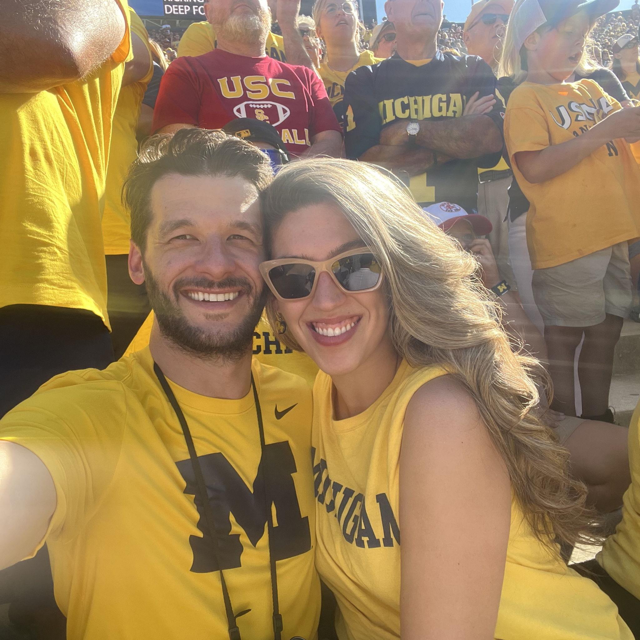 Go Blue! We were at the University of Michigan at the same time (2014-2017). I was in the nursing program and John was in law school, but we never crossed paths while we were there! (Photo c. 2022)
