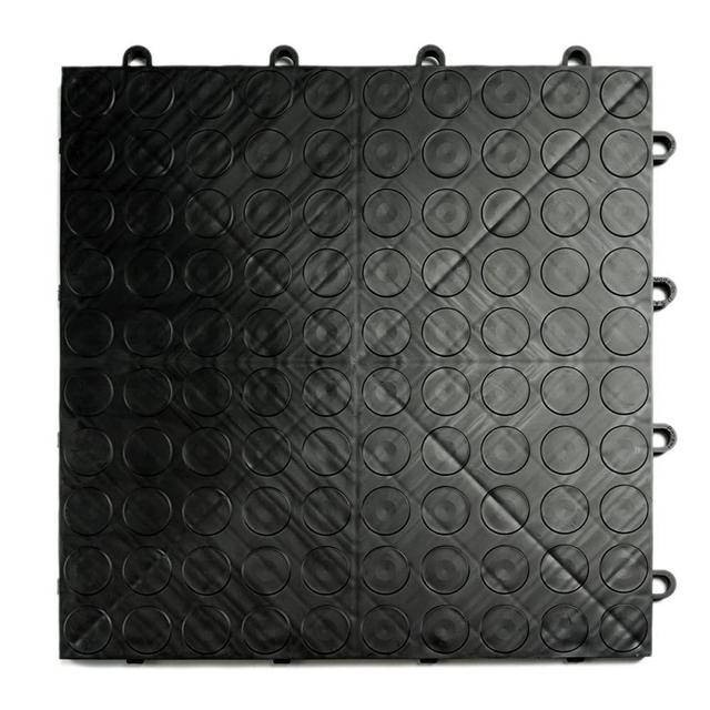 GarageDeck Coin Pattern, Durable Copolymer Interlocking Modular Non-Slip Garage Flooring Tile (48 Pack), Black