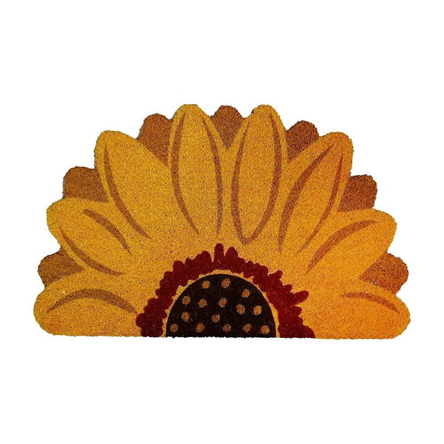 Unknown Sunflower Flower Shaped Spring Summer Fall Natural Coir Doormat Indoor Outdoor Welcome Entryway Front Door Mat 30" x 18" Yellow