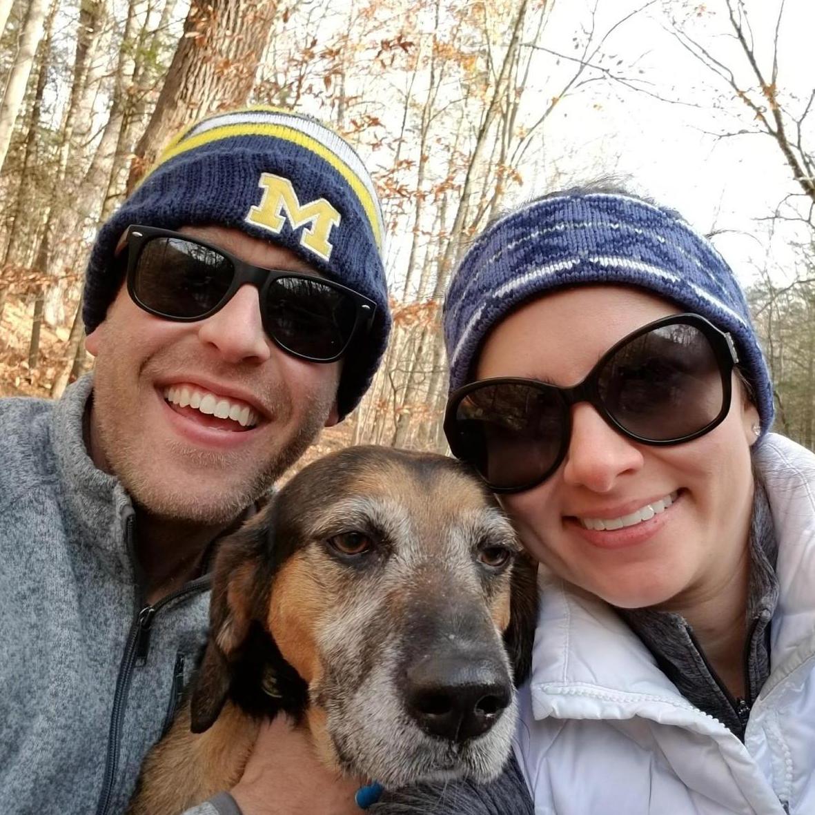First-ever picture of us. Hiking with Maeby in New Jersey.