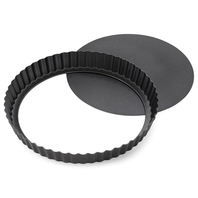 Maclia Tart Pan Removable Bottom - 8.6 Inch Non-Stick Carbon Steel Pie Pan for Baking Tarts, Pies, Quiches, Brownies, Quiche Baking Dish with Fluted Edges, Fruit Tart Mold