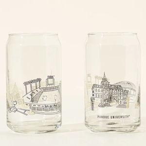 Purdue University - College Cityscape Can-Shaped Glasses - Set of 2 | College Pint Glasses