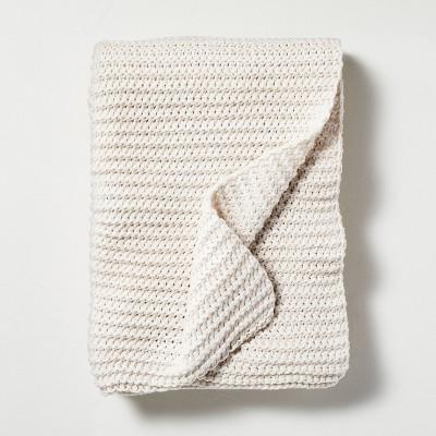 Chunky Knit Throw Blanket Heather Oatmeal - Hearth & Hand™ with Magnolia