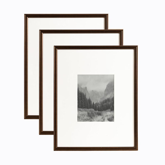 Kate and Laurel Adlynn Rectangle Picture Frame Set of 3, 16 x 20 matted to 8 x 10, Bronze, Vintage Three-Piece Frame Set for Gallery Wall Frame Set in Living Room Wall Decor