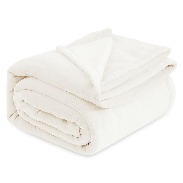 Bedsure Fleece Blanket California King Cream - Lightweight Plush Fuzzy Cozy Soft Bed Blanket, 102x96 inches