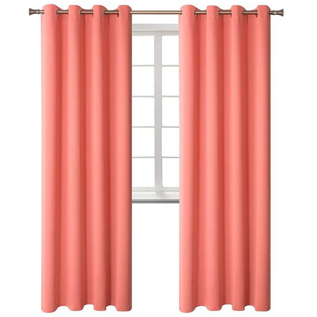 BGment Blackout Curtains for Living Room - Grommet Thermal Insulated Room Darkening Curtains for Bedroom, Set of 2 Panels (52 x 84 Inch, Coral)