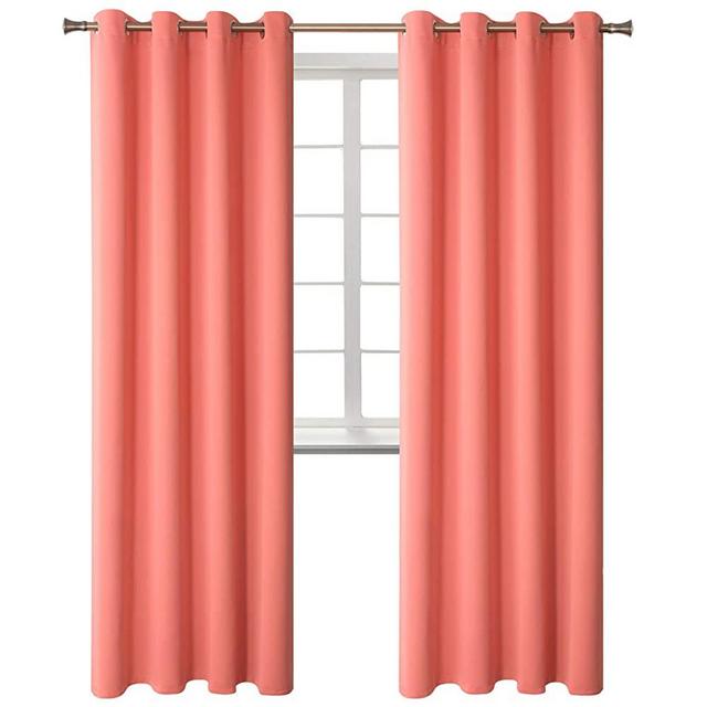 BGment Blackout Curtains for Living Room - Grommet Thermal Insulated Room Darkening Curtains for Bedroom, Set of 2 Panels (52 x 84 Inch, Coral)