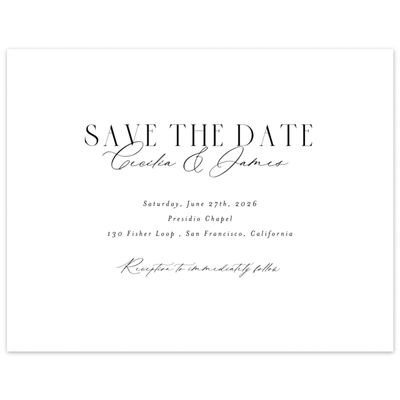 White Wedding Digital Save the Date - Shahira Landscape