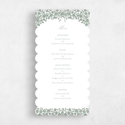 Green Scalloped Wedding Menu - Tiglio