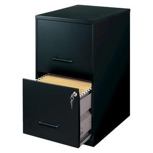 Hirsh - HIRSH Black Vertical 2-Drawer Filing Cabinet Metal
