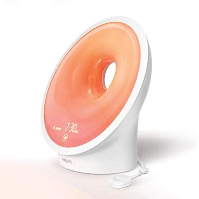 Philips SmartSleep Connected Sleep and Wake-up Light Therapy Lamp, Smartphone Enabled with Built-in Bedroom Monitor (HF3670/60)