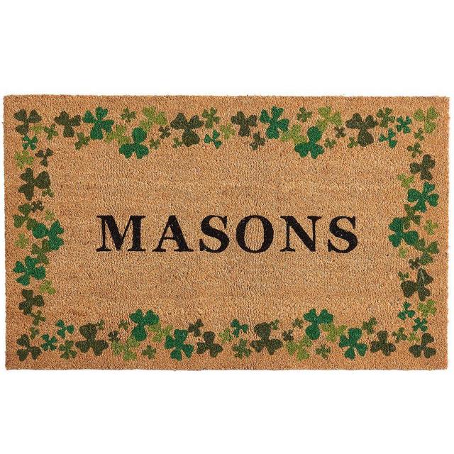 Personalized Four Leaf Clover Doormat, 22" x 36", Green Multi