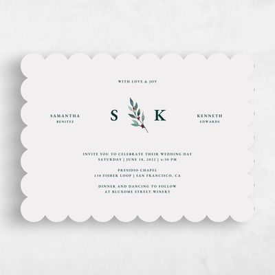 Grey Scalloped Wedding Invitation - Oxley Stamp