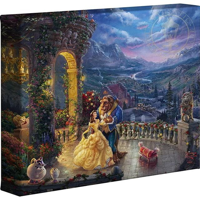 Thomas Kinkade Studios Beauty and the Beast Dancing in the Moonlight 8 x 10 Gallery Wrapped Canvas