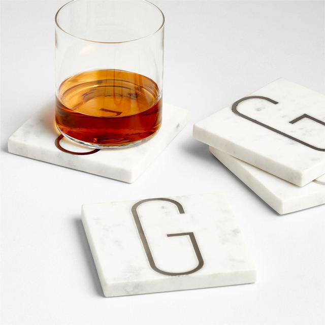 Marble "G" Monogram Coasters, Set of 4