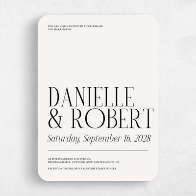 Beige Rounded Wedding Invitation - Jaden Portrait