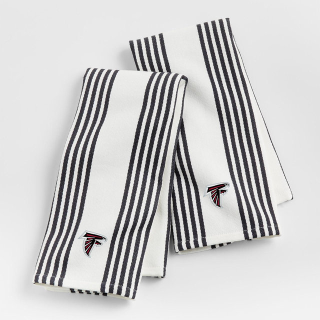 NFL Atlanta Falcons Cuisine White with Black Stripe Organic Cotton Dish Towels, Set of 2