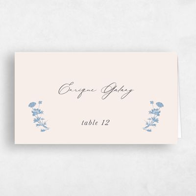Dusty Blue Wedding Place Card - Dianora