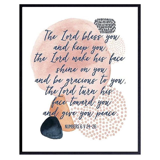 May the Lord Bless You and Keep You - Positive Inspirational Uplifting Religious Bible Study Wall Decor - Motivational Quote Scripture Verse Wall Art - Christian Encouragement Gifts - Aaronic Blessing